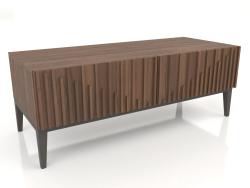 Тумба под TV, отделка ореха шпона F, темно-серый матовый лак (120x50x45.3 см)