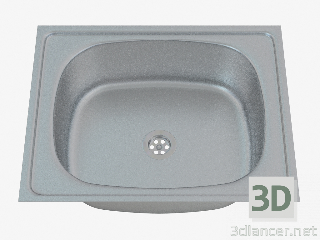 modello 3D Lavello, 1 vasca senza alette per asciugatura - Satin Techno (ZEU 010A) - anteprima