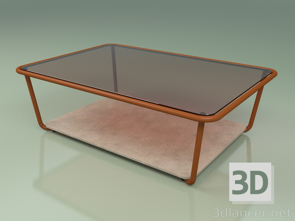 Modelo 3d Mesa de centro 002 (vidro bronzeado, ferrugem metálica, pedra Farsena) - preview