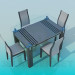 3d model Table with glass top and chairs - preview