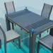 modèle 3D Table avec plateau en verre et chaises - preview