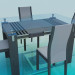 modèle 3D Table avec plateau en verre et chaises - preview