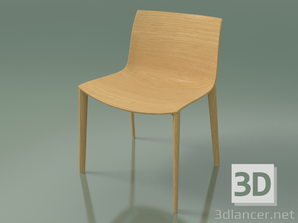 modello 3D Sedia 2087 (4 gambe in legno, senza rivestimento, rovere naturale) - anteprima