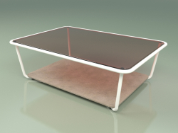 Tavolino 002 (Vetro Bronzato, Metallo Latte, Pietra Farsena)