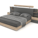 3d model Set of bed Kuffert Class 180x200 and 2 bedside tables Top (oak-graphite) - preview