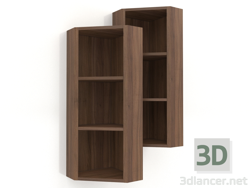 3 डी मॉडल हैंगिंग मॉड्यूल, अखरोट लिबास फिनिश F (30x30x80 सेमी) - पूर्वावलोकन