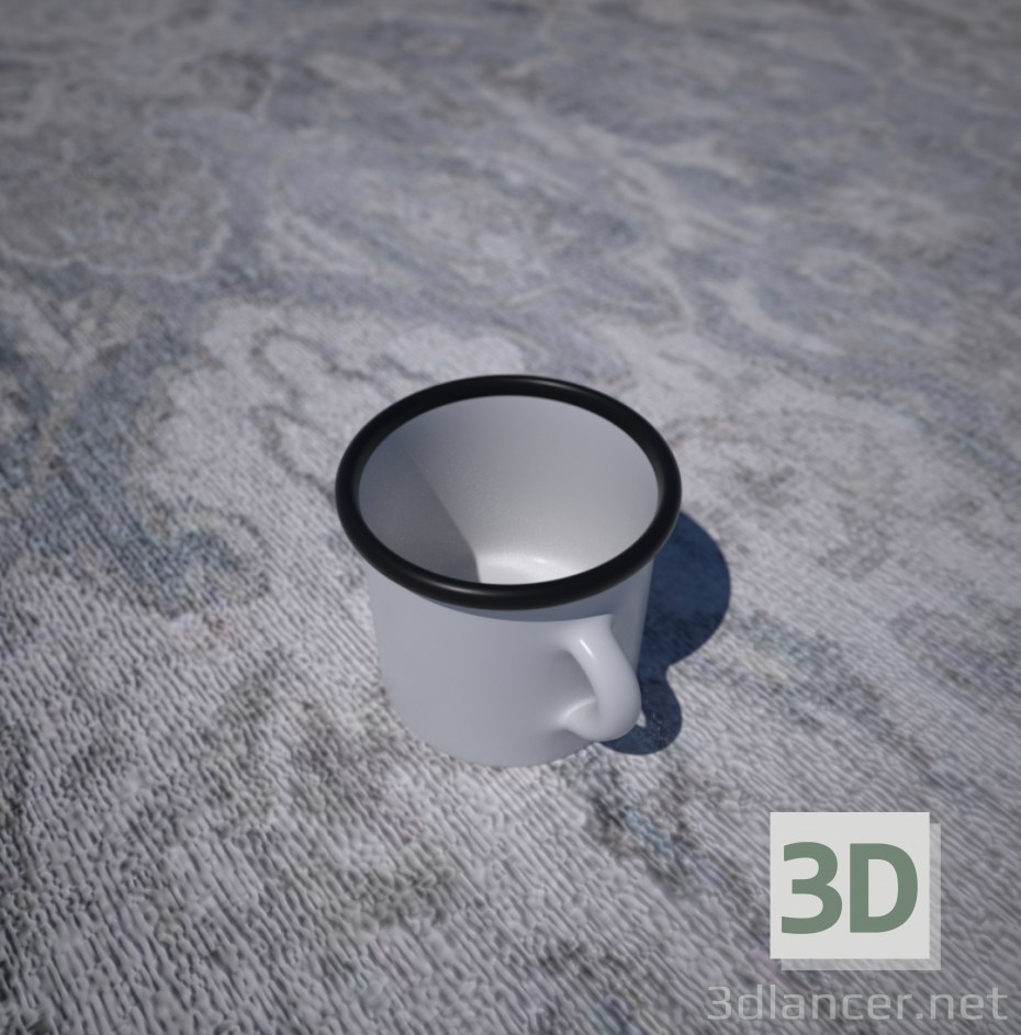 3d model taza blanca peltre - vista previa