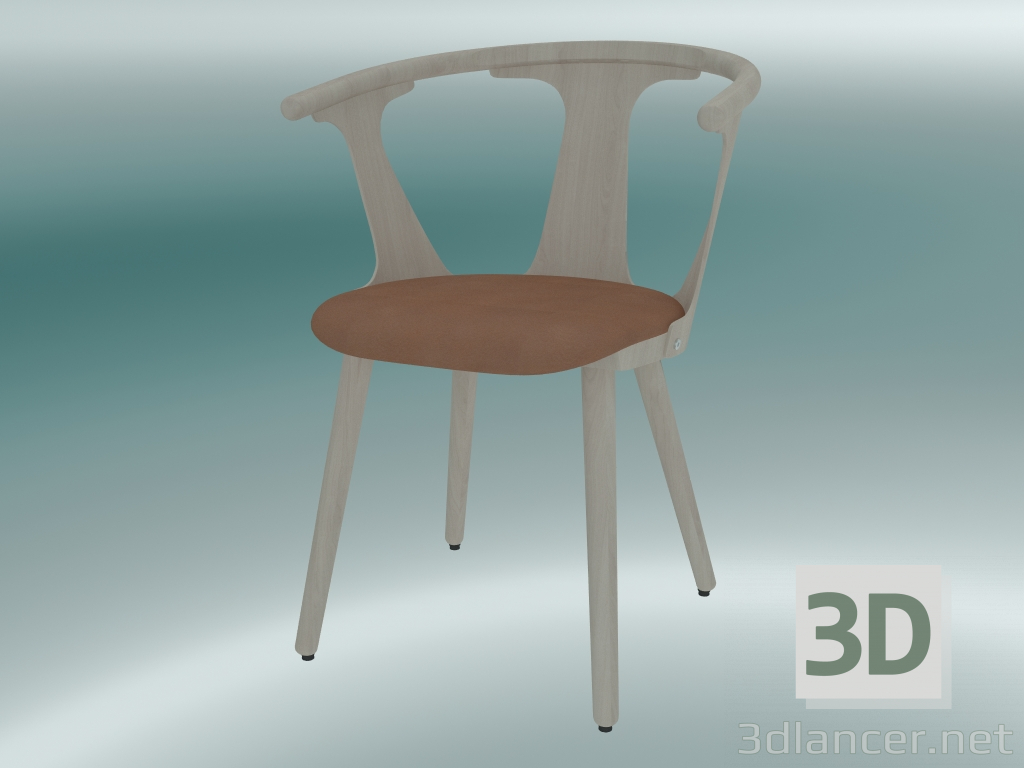 3D Modell Stuhl dazwischen (SK2, H 77 cm, 58 x 54 cm, Eiche weiß geölt, Leder - Cognac-Seide) - Vorschau