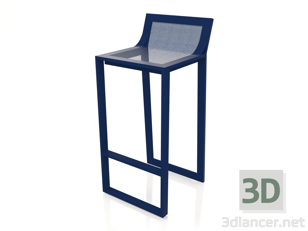 modello 3D Sgabello alto con schienale alto (Blu notte) - anteprima