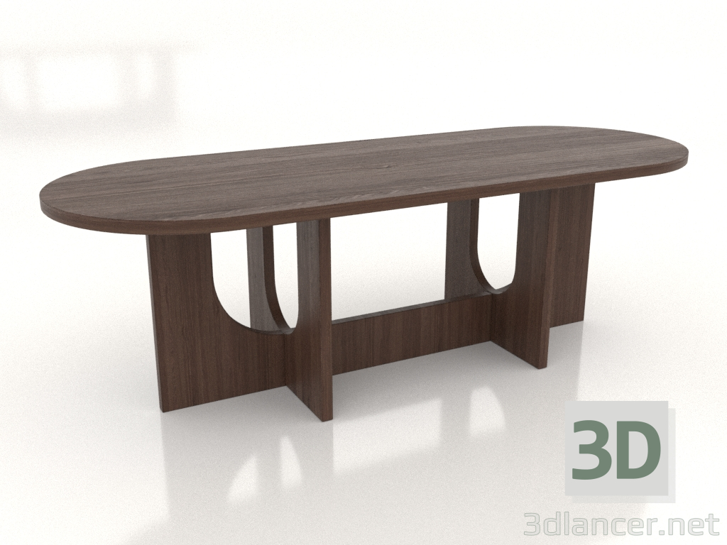 modello 3D Tavolo da pranzo OVALE GRANDE 2400x900 mm (noce scuro) - anteprima