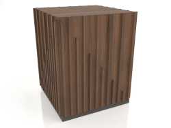 साइड टेबल, अखरोट लिबास एफ फिनिश, गहरे भूरे रंग का मैट लाह, धातु आधार (40x40x48 सेमी)