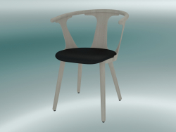 बीच में कुर्सी (SK2, H 77cm, 58x54cm, सफेद तेल से सना हुआ, चमड़ा - काला रेशम)