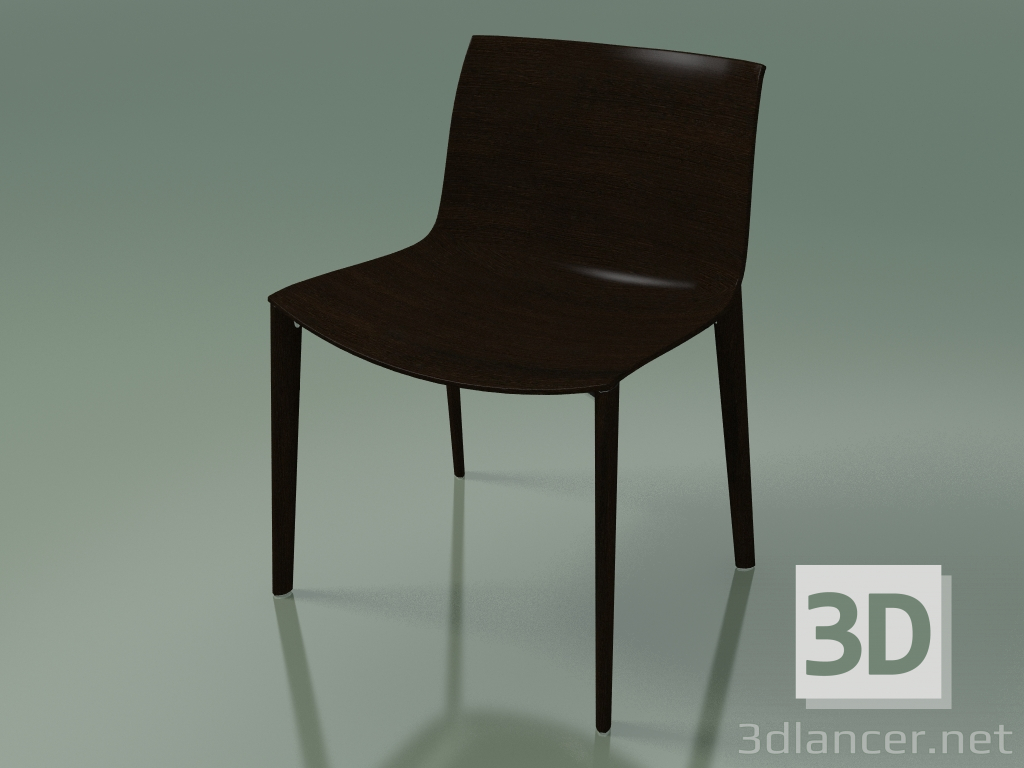 modello 3D Sedia 2087 (4 gambe in legno, senza rivestimento, wengè) - anteprima