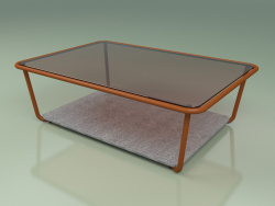 कॉफी टेबल 002 (कांस्य कांच, धातु जंग, लूना स्टोन)
