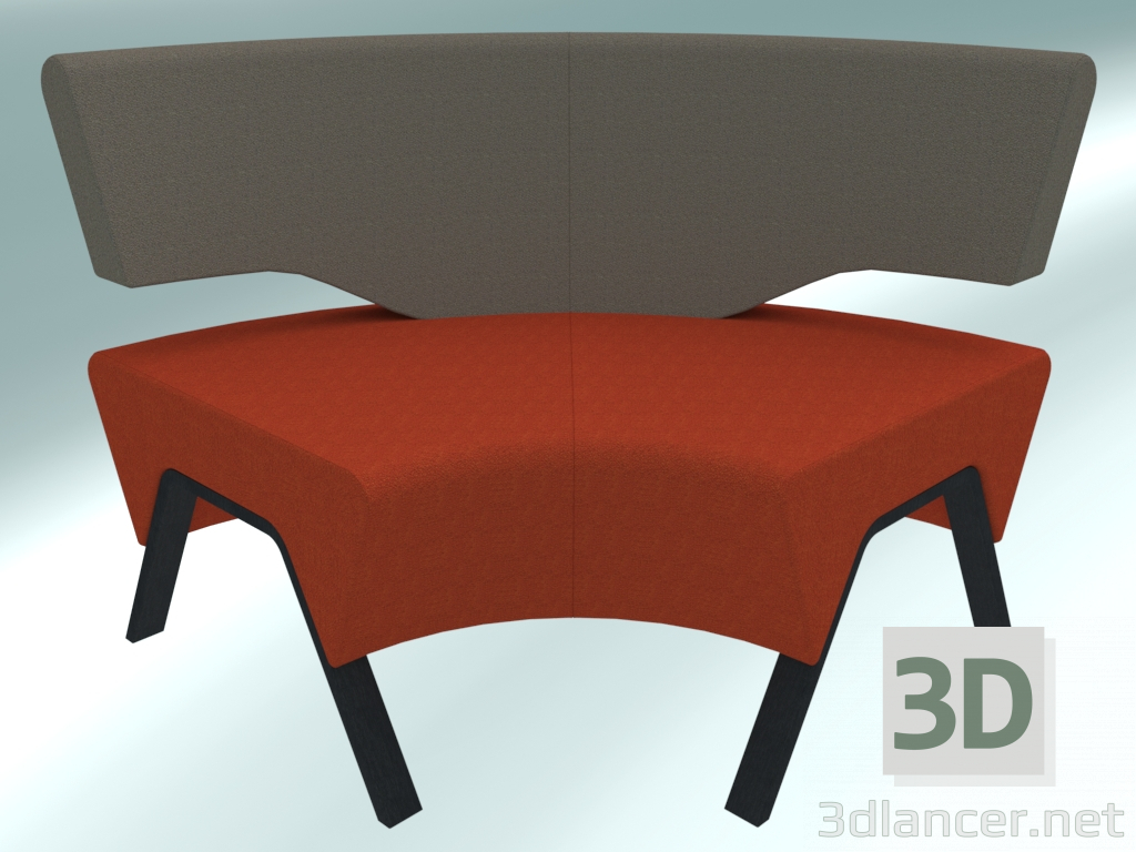 3D Modell Externe Kupplung mit 90-Grad-Rückenlehne (C42-Holz) - Vorschau