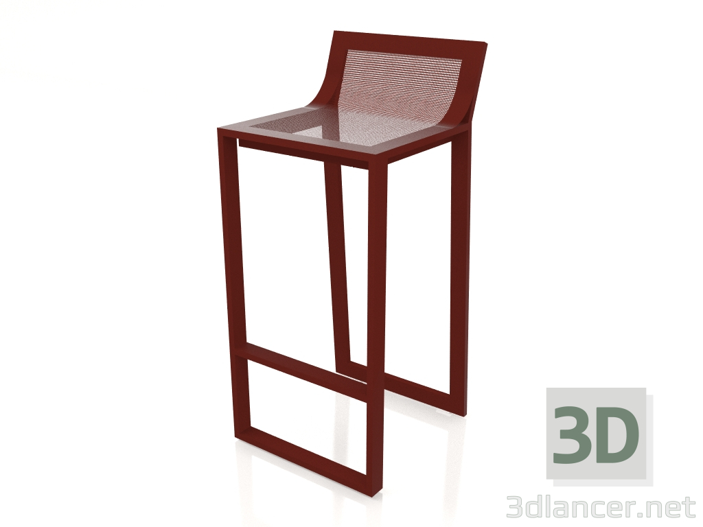modello 3D Sgabello alto con schienale alto (Rosso vino) - anteprima