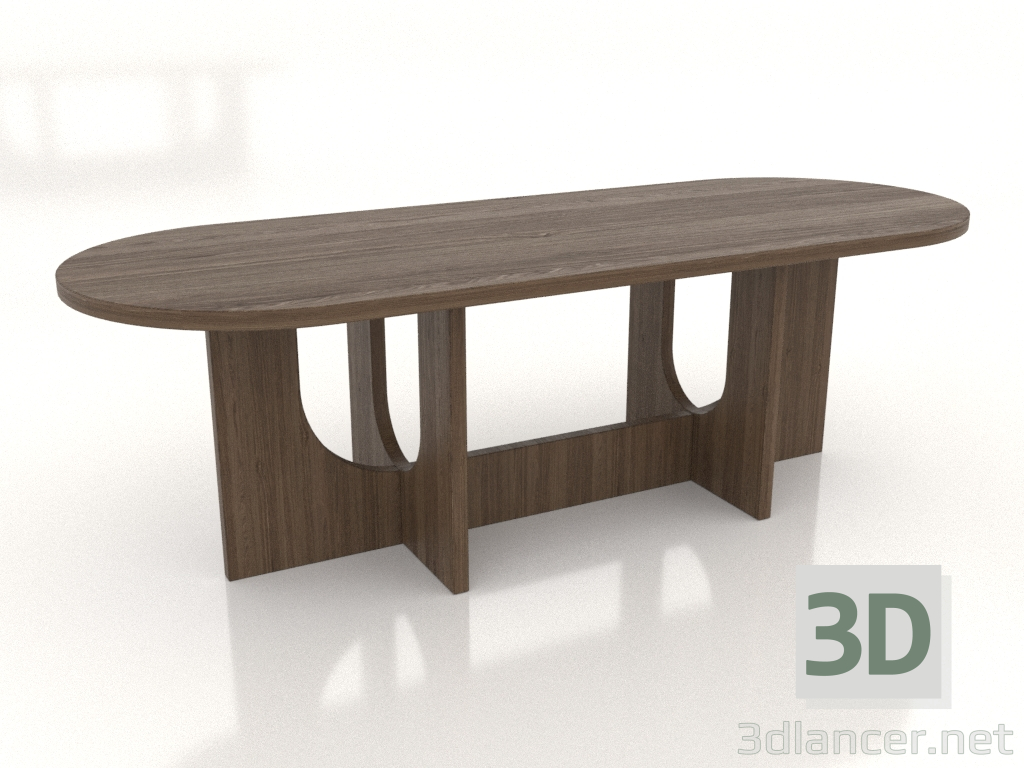 modèle 3D Table à manger OVAL LARGE 2400x900 mm (frêne éclairci noyer) - preview