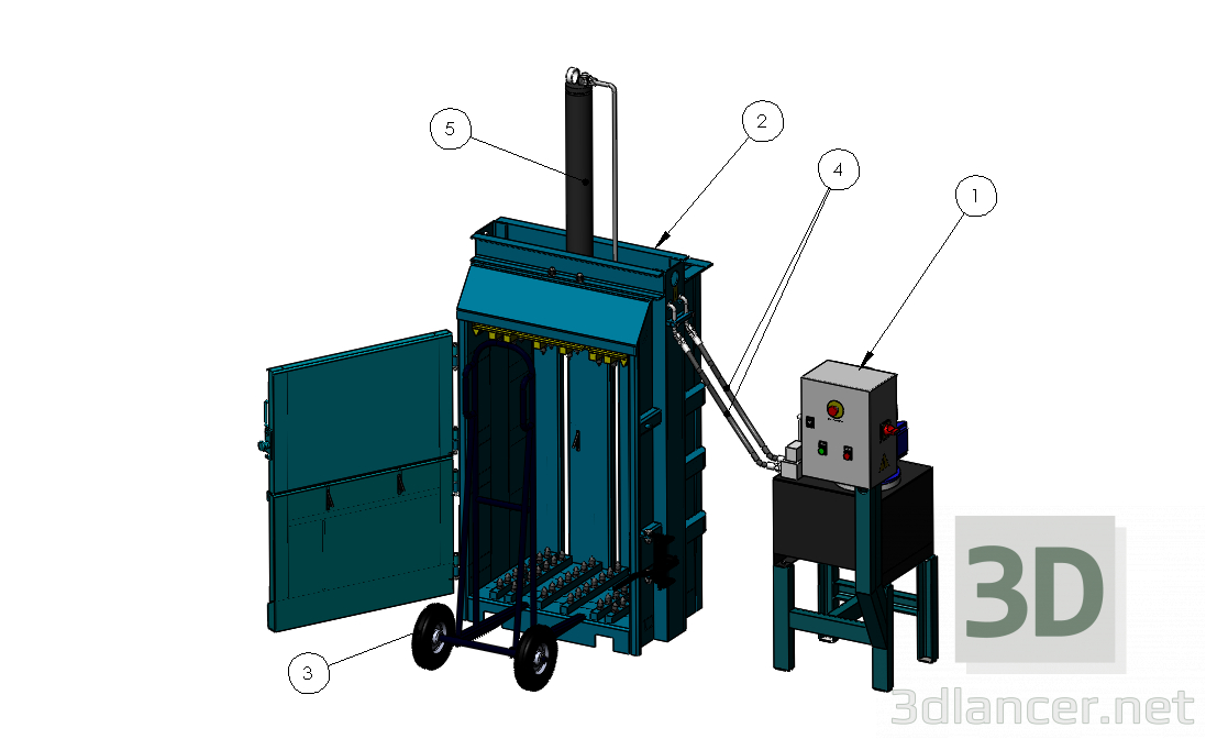 3d model Hydraulic press for paper and cardboard - preview 3d model Hydraulic press for paper and cardboard - preview