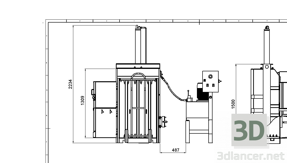 3d model Hydraulic press for paper and cardboard - preview 3d model Hydraulic press for paper and cardboard - preview
