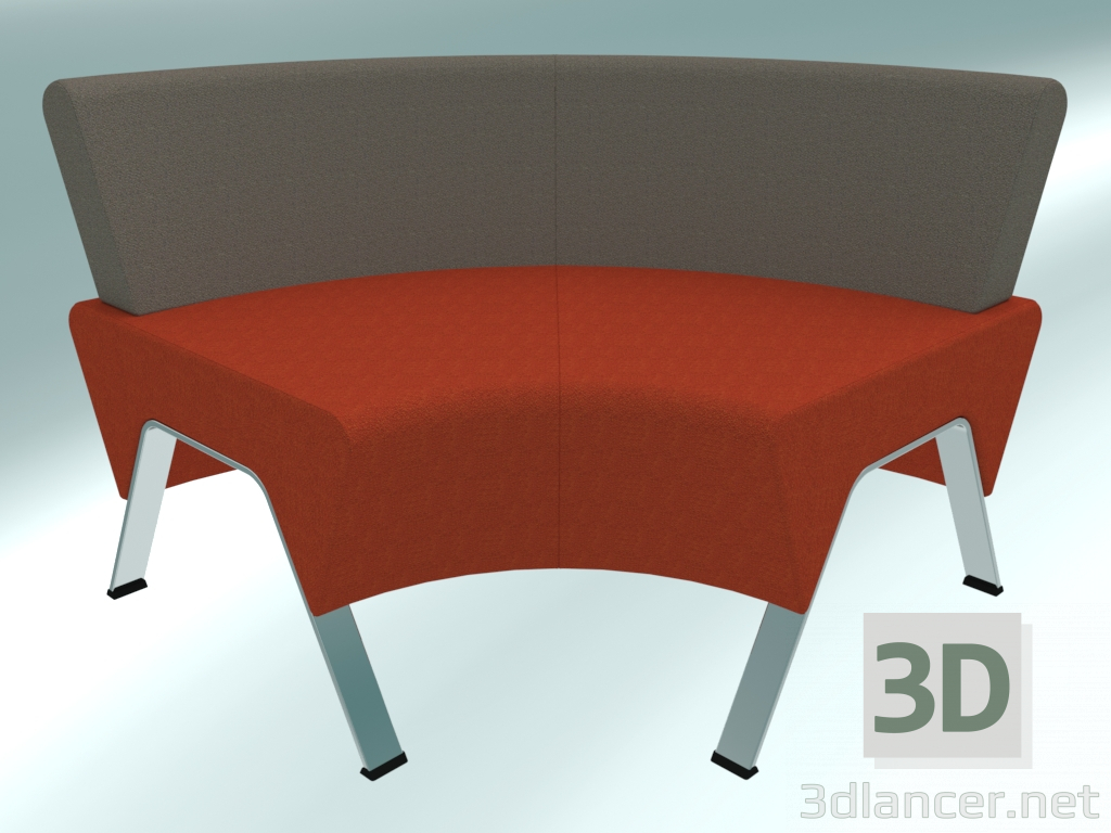modello 3D Accoppiamento esterno con schienale basso a 90 gradi (C43) - anteprima