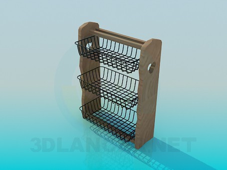 3d model Kitchen hanging shelf - preview 3d model Kitchen hanging shelf - preview