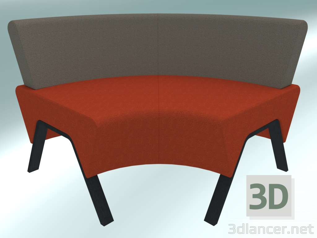 modello 3D Accoppiamento esterno a 90 gradi con schienale basso (legno C43) - anteprima