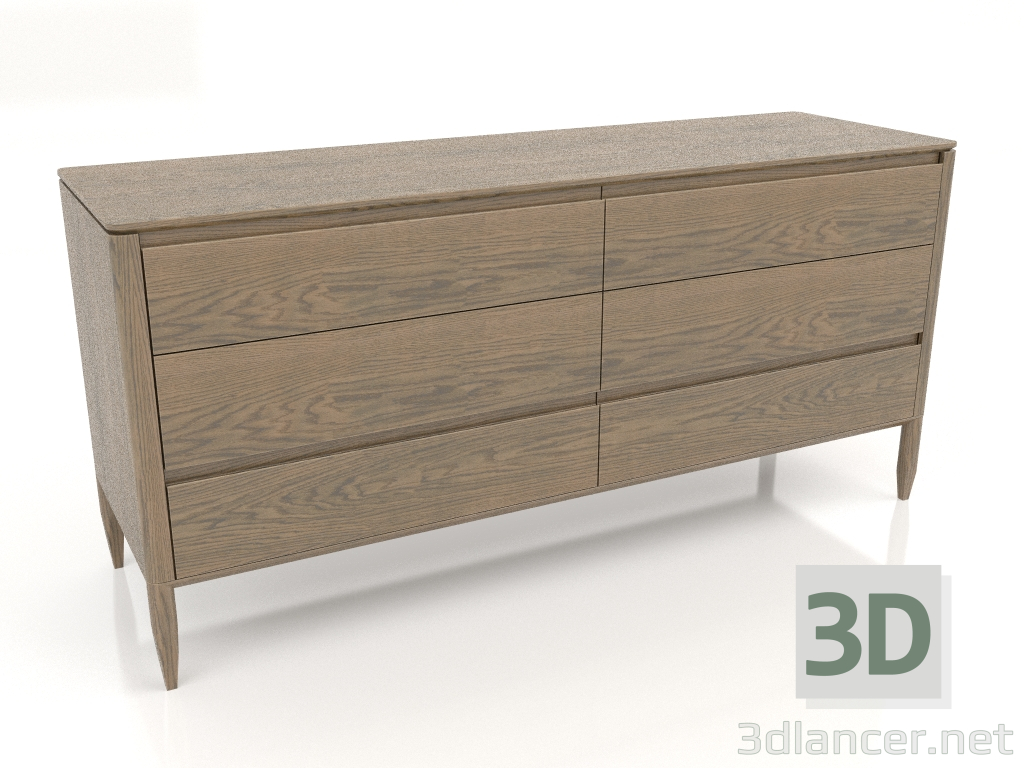 modello 3D Cassettiera, finitura rovere impiallacciato L (160x49,5x76,2 cm) - anteprima