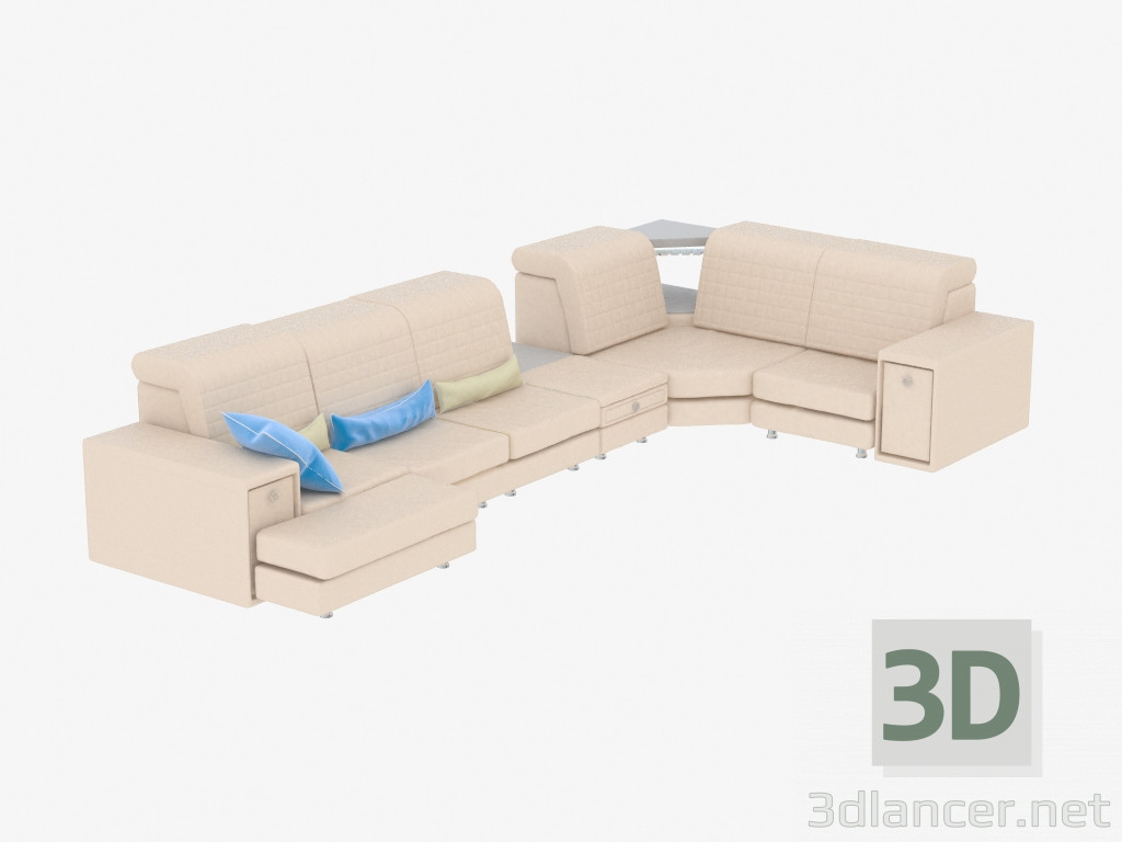 3d model sofá de la esquina de cuero 78 - vista previa