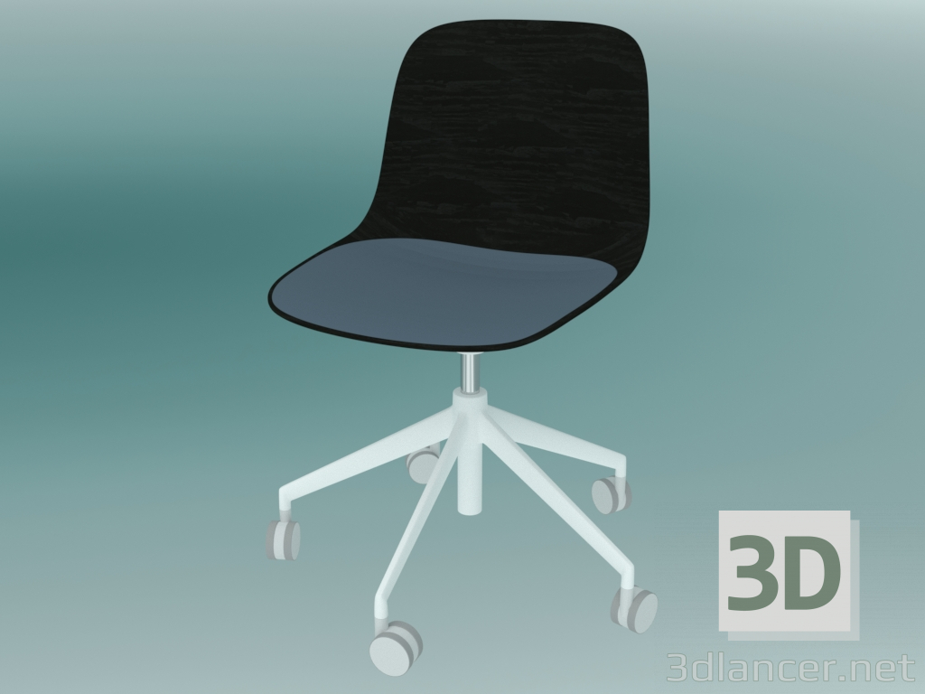 Modelo 3d Cadeira com rodízios SEELA (S340 com guarnição de madeira, sem estofamento) - preview