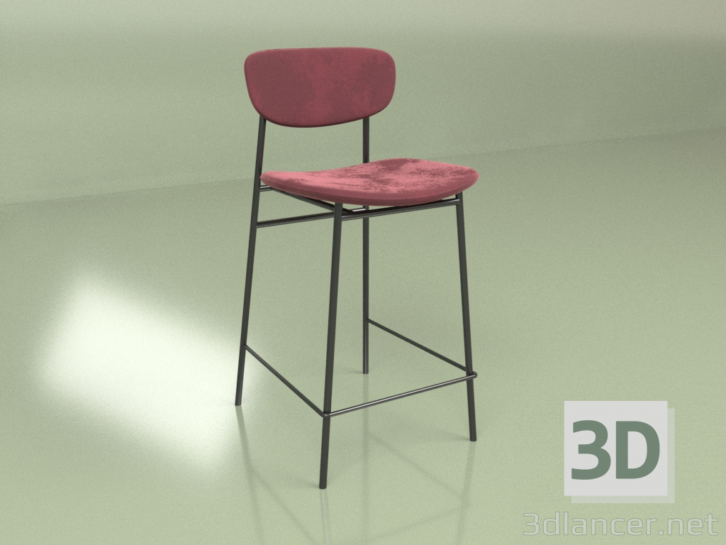 3 डी मॉडल सेमी-बार कुर्सी मैड्रिड (बरगंडी) - पूर्वावलोकन