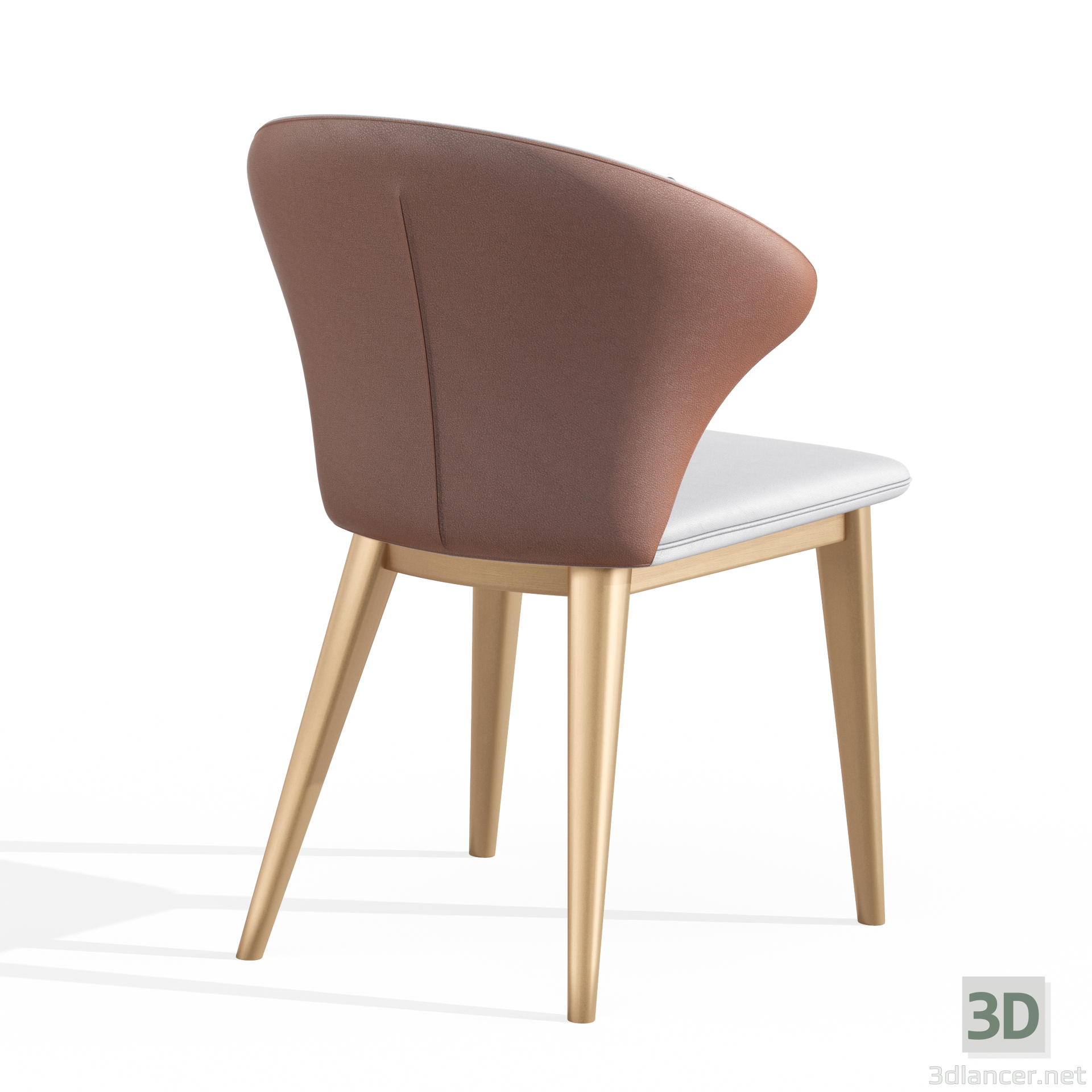 3d Обеденный стул Wingback Chair Brown модель купить - ракурс