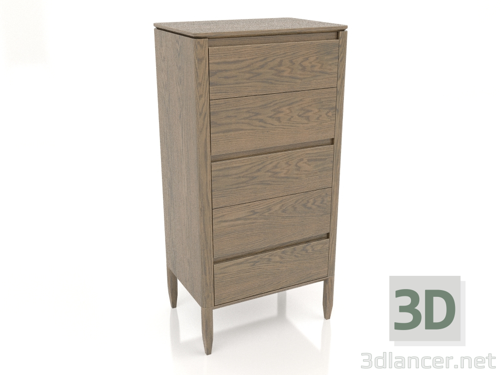 modello 3D Cassettiera alta, finitura impiallacciata rovere L (55x39,5x112,4 cm) - anteprima