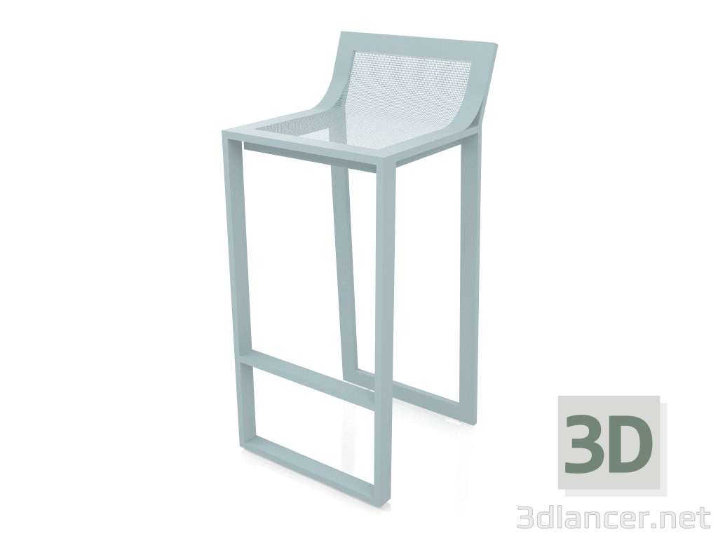 modello 3D Sgabello alto con schienale alto (grigio blu) - anteprima