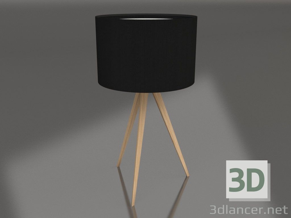 modello 3D Lampada da tavolo Treppiede (Legno Nero) - anteprima