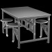 Holztisch mit Barhocker 3D-Modell kaufen - Rendern