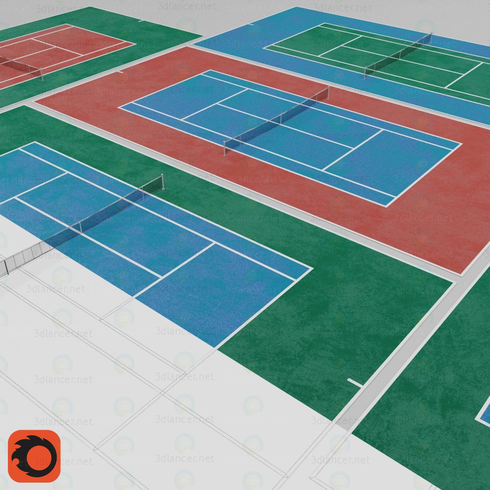 3D Modell Tennisplatz - Vorschau