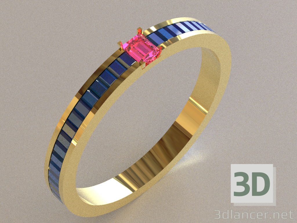 anillo baguette 3D modelo Compro - render