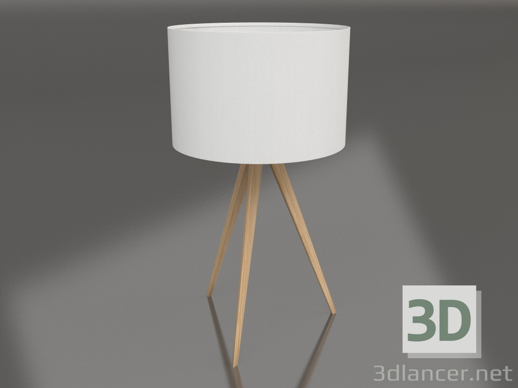 modello 3D Lampada da tavolo Treppiede (Legno Bianco) - anteprima