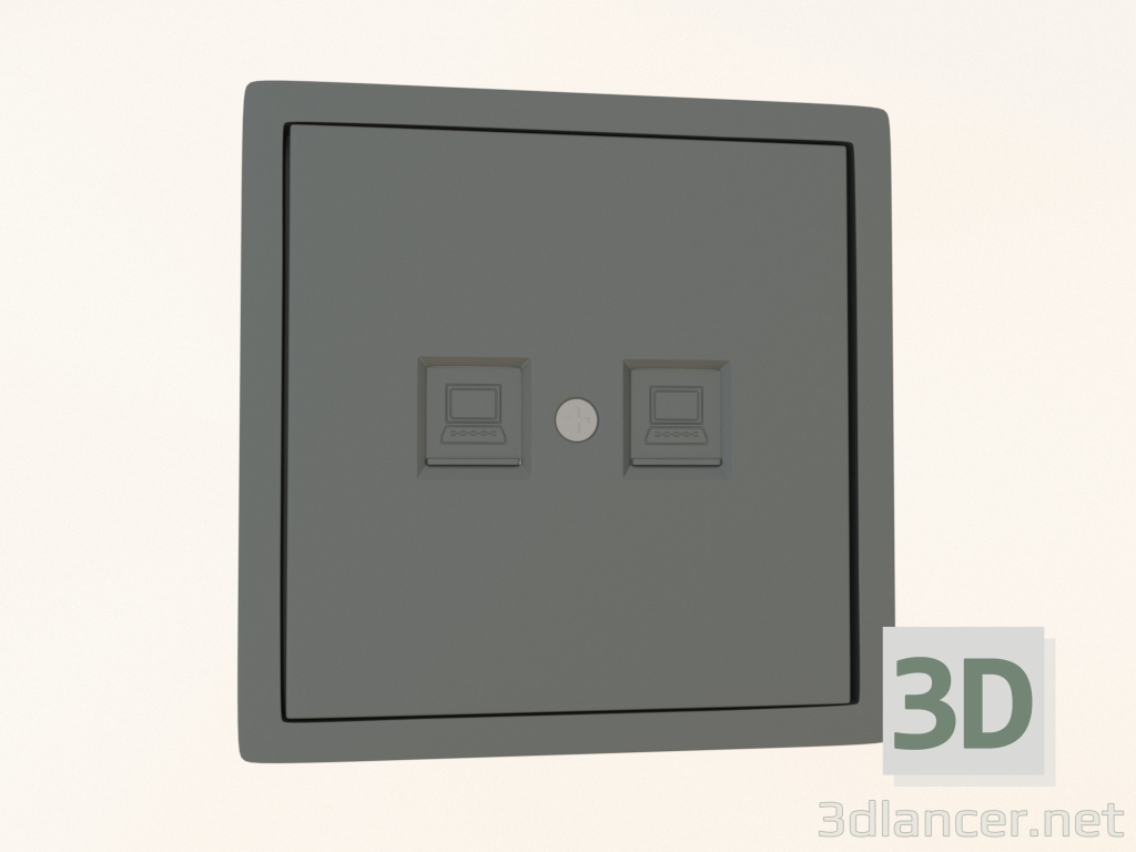 3d модель Телефонная розетка RJ11+RJ11 (двойная, cat.3ClassE-44, сталь, DA86937) R98 – превью