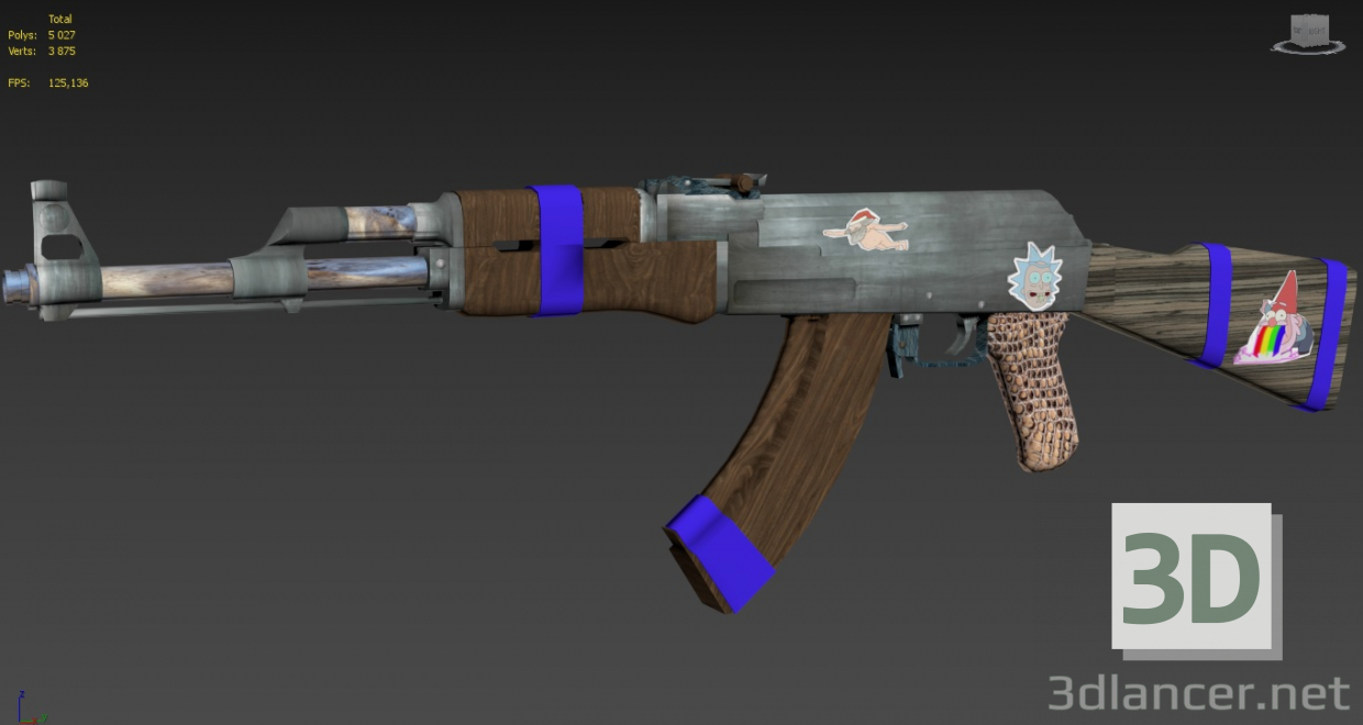 viejo AK-47 3D modelo Compro - render