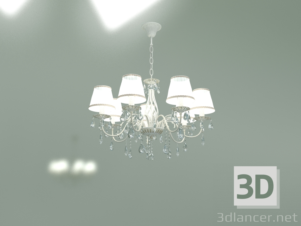 3D Modell Hängeleuchter 3637-7 (weiß mit gold - Strotskis aus klarem Kristall) - Vorschau