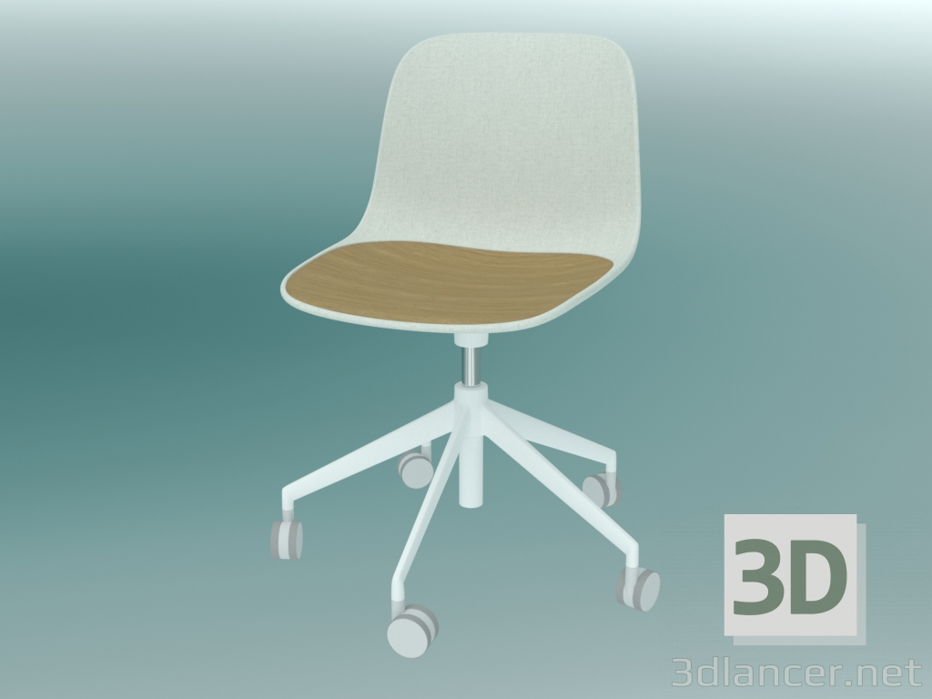 3D Modell Stuhl mit SEELA-Rollen (S340 mit Polsterung und Holzverkleidung) - Vorschau