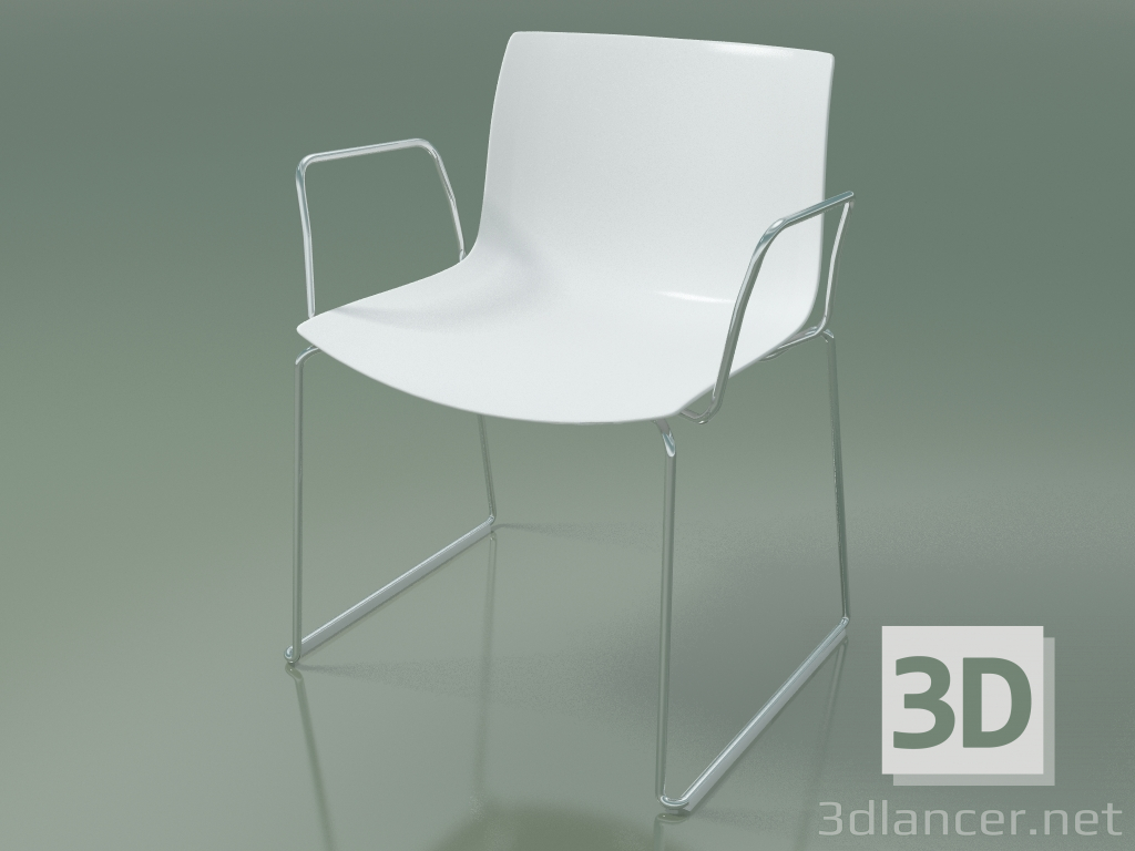 Modelo 3d Cadeira 2074 (sobre trilhos, com braços, em polipropileno PO00401) - preview