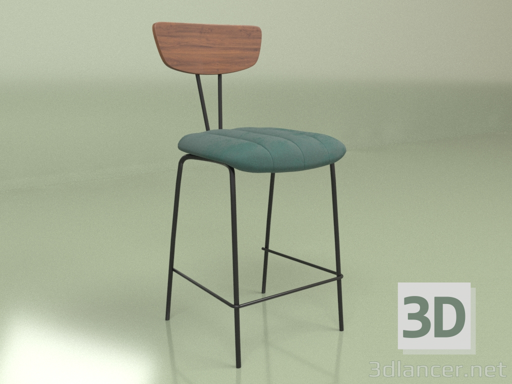 modello 3D Sedia semi-bar Apel (verde) - anteprima