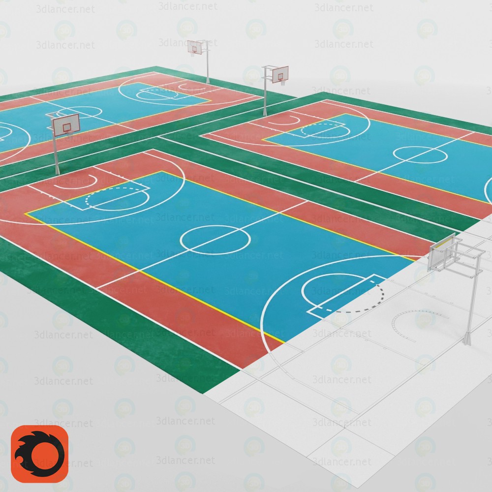 3d model Cancha de Baloncesto - vista previa