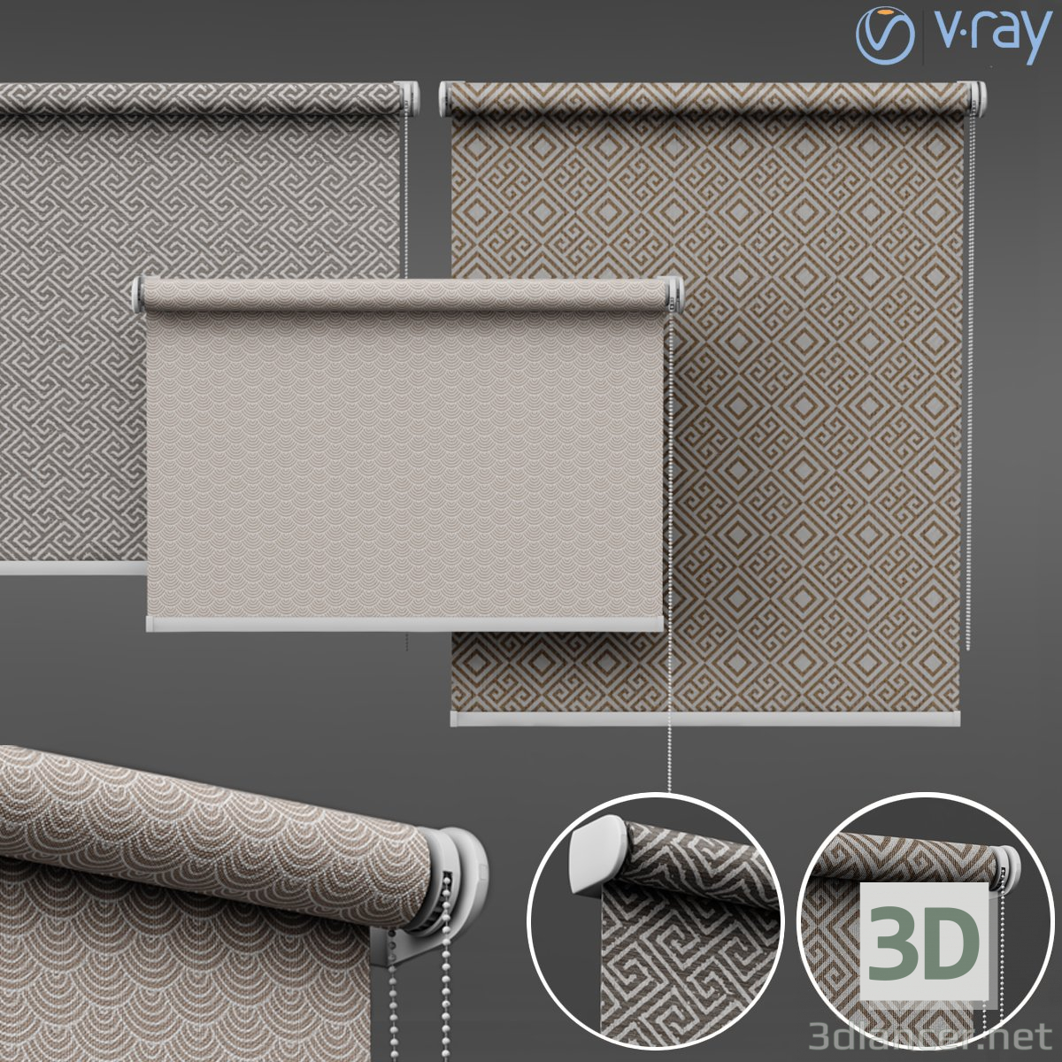 juego de persianas enrollables 02 3D modelo Compro - render