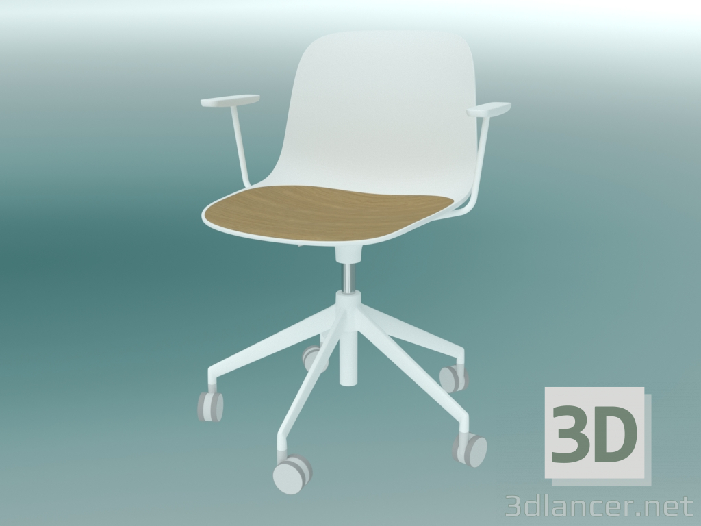 modèle 3D Chaise avec roulettes SEELA (S341 avec garniture en bois, sans rembourrage) - preview