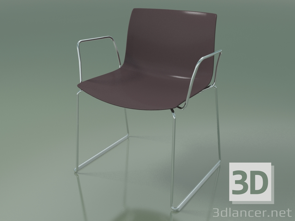 Modelo 3d Cadeira 2074 (sobre trilhos, com braços, em polipropileno PO00404) - preview
