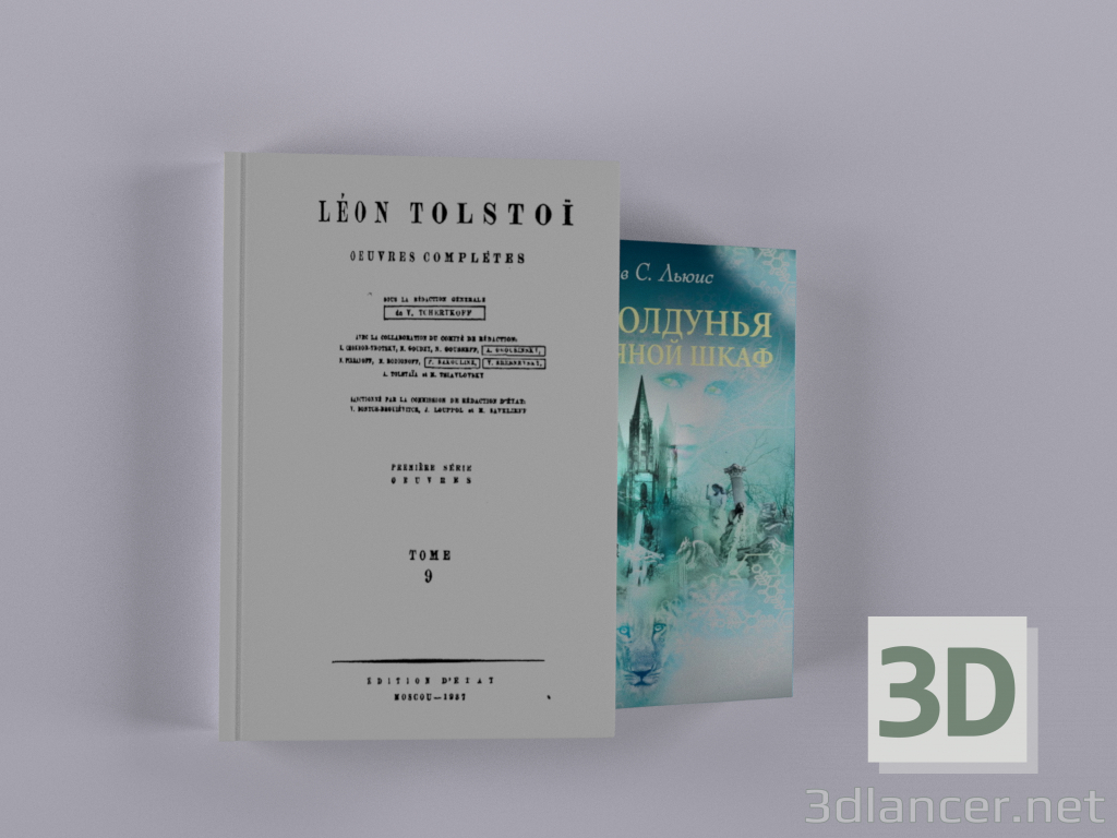 modello 3D di 3 libri comprare - rendering