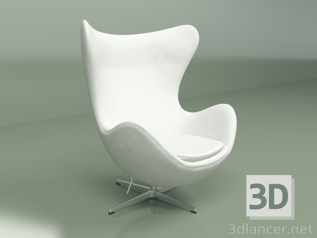 modèle 3D Fauteuil Egg (cuir blanc) - preview